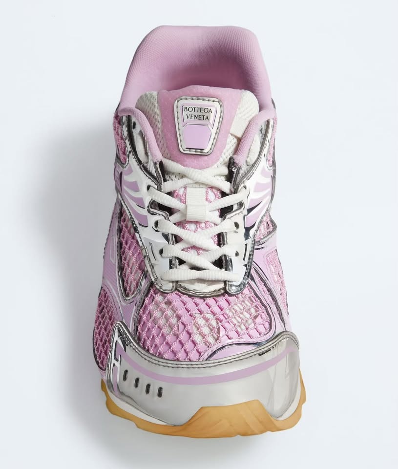 Bottega Veneta Orbit Sneaker — Pink Metallic & Silver