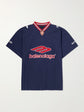 Balenciaga Soccer Jersey Logo-Print Oversized T-Shirt — Navy