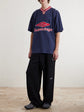Balenciaga Soccer Jersey Logo-Print Oversized T-Shirt — Navy