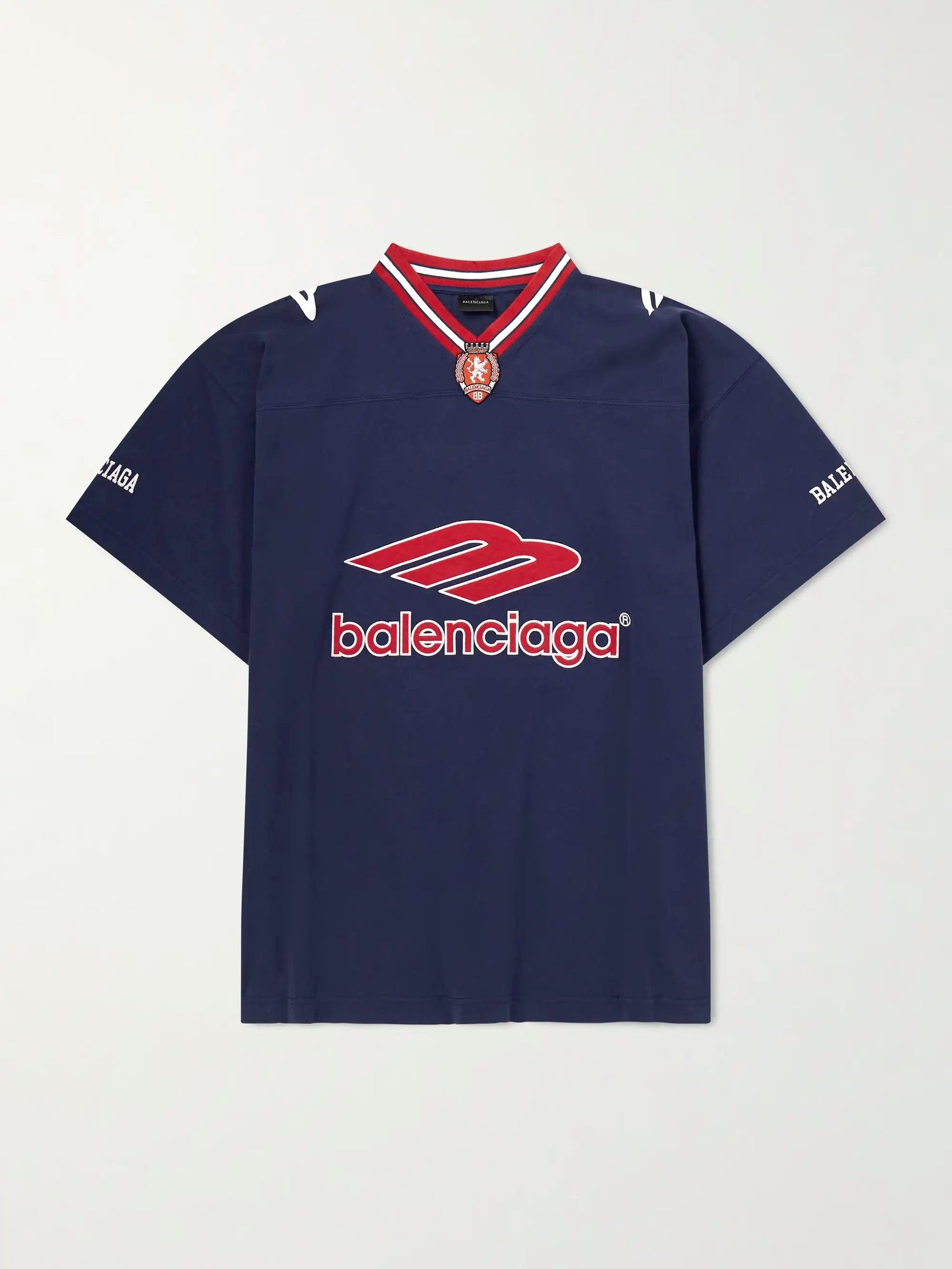 Balenciaga Soccer Jersey T-Shirt Navy - Front flat lay
